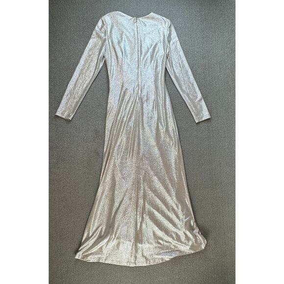 Eliza J Formal Dress Full Length Gown Twist Metallic Silver Sparkly Size 8 - Picture 5 of 13